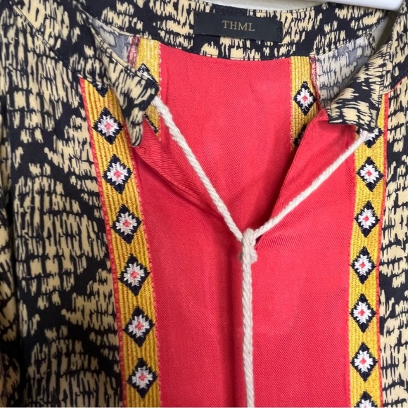 THML Anthropologie Bohemian Embroidered Halter Dress With Tassels Size Medium - Picture 3 of 15